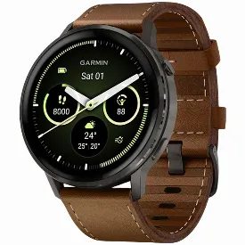 Умные часы Garmin Venu 4, 45 мм Slate/Black + Brown Leather Band (010-03014-03)