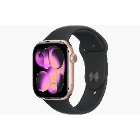 Умные часы Apple Watch Series 11 46 мм, M/L 140–245 мм, Rose Gold Aluminum Case, Black Sport Band