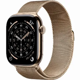 Умные часы Apple Watch Series 11 42 мм, Gold Titanium Case, Gold Milanese Loop