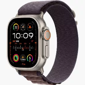 Apple Watch Ultra 2 (2024) GPS + Cellular 49 mm Natural Titanium Case with Indigo Alpine Loop Medium