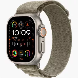 Apple Watch Ultra 2 (2024) GPS + Cellular 49 mm Natural Titanium Case with Olive Alpine Loop Large