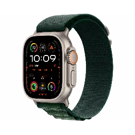 Apple Watch Ultra 2 (2024) GPS + Cellular 49 mm Natural Titanium Case with Dark Green Alpine Loop Medium