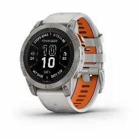 Умные часы Garmin Fenix 7 Pro Sapphire Solar Edition, с силиконовым ремешком, серый/оранжевый 0100277721