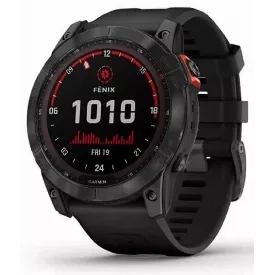 Смарт-часы Garmin Fenix 7x Solar,  чёрный с чёрным ремешком (0100254123), Titan, титан