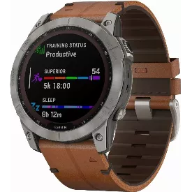 Умные часы Garmin Fenix 7X Sapphire Solar Leather,  Black/Brown (010-02541-19)