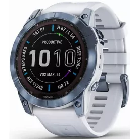 Умные часы Garmin Fenix 7X Sapphire Solar Wi-Fi, белый/синий