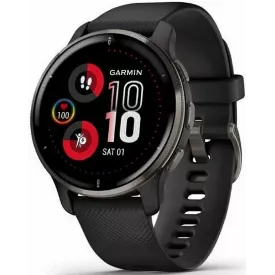 Умные часы Garmin Venu 2S Plus, Slate Stainless Steel Bezel with Black Case and Silicone Band, 0100249611, Black