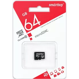 Карта памяти SmartBuy microSDXC 64 ГБ Class 10, R/W 20/17 МБ/с